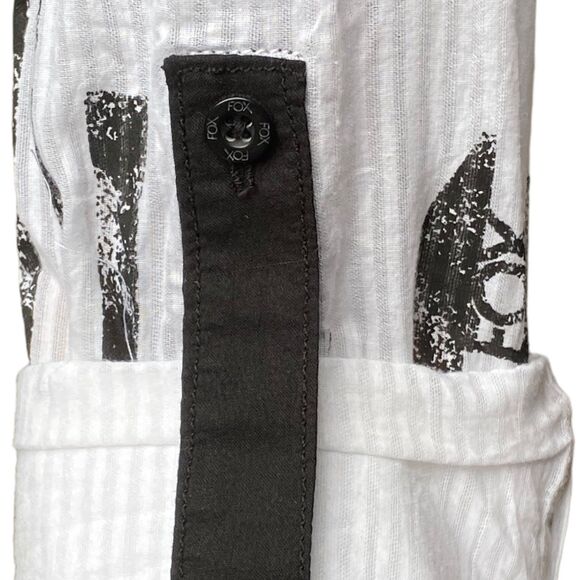 y2k Fox racing white black stripes stars lightweight summer button down size m - Picture 6 of 7